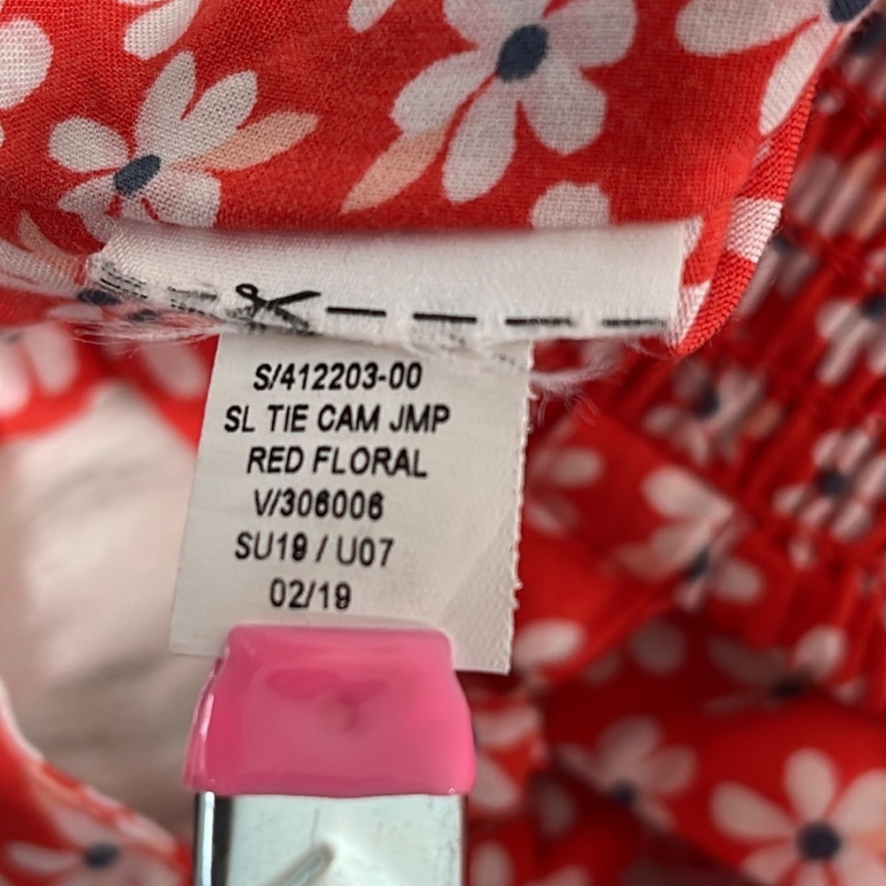 OLD NAVY RED FLORAL WAIST-DEFINED TIE-FRONT CAMI JUMPSUIT SIZE XS NEW - Picture 10 of 10